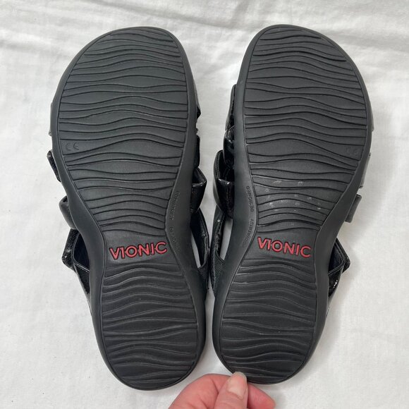 Vionic Womens Black Hadlie Adjustable Slide Sandals Size 9 - Picture 5 of 6